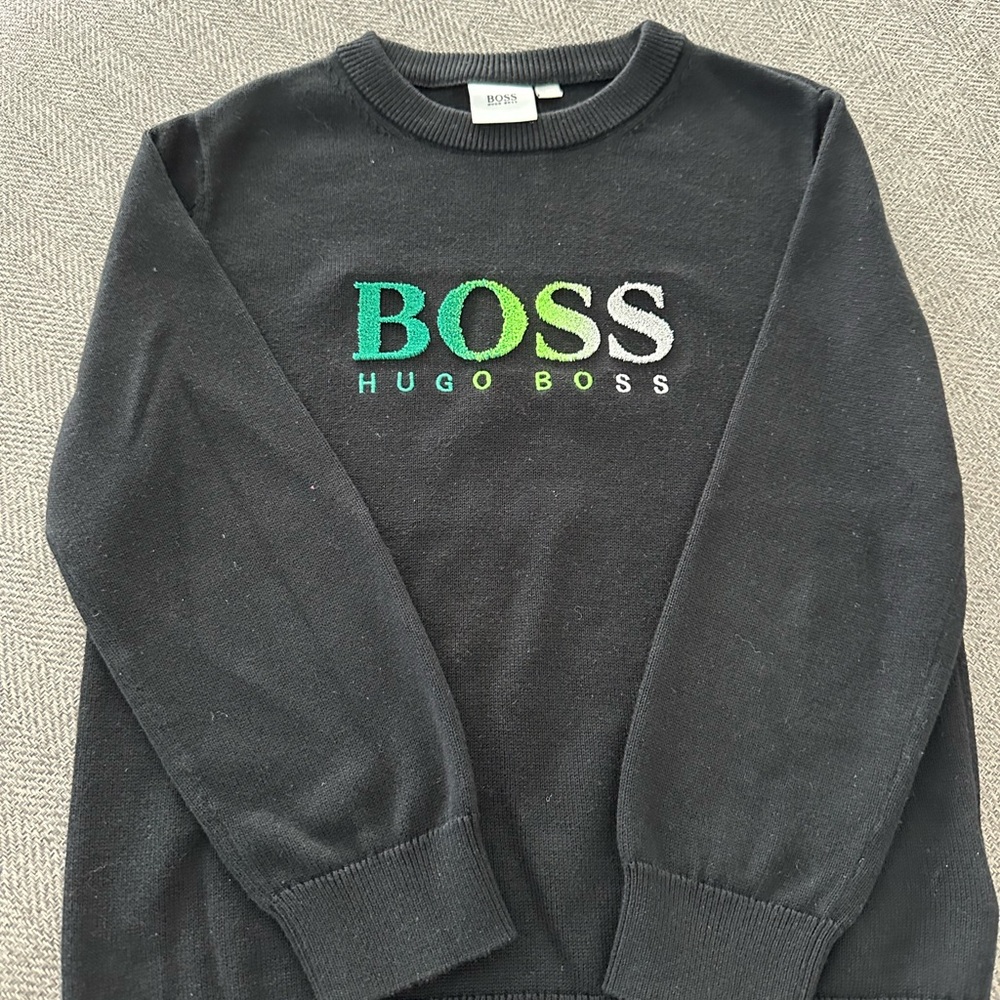Hugo Boss Black Sweater with Green and White Logo